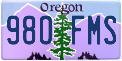 OR license plate 980FMS