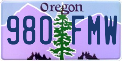 OR license plate 980FMW