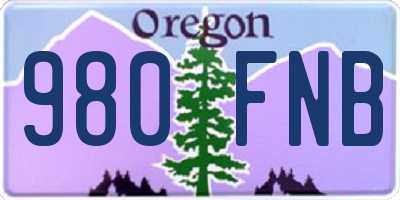 OR license plate 980FNB