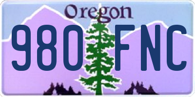 OR license plate 980FNC