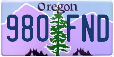 OR license plate 980FND