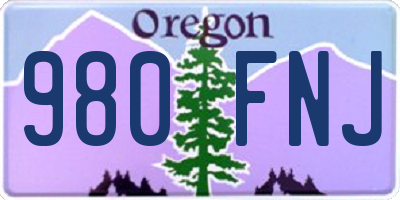 OR license plate 980FNJ