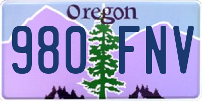 OR license plate 980FNV