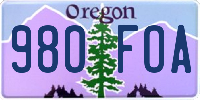 OR license plate 980FOA