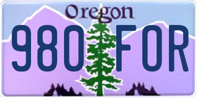 OR license plate 980FOR