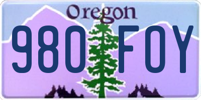 OR license plate 980FOY