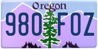 OR license plate 980FOZ