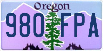 OR license plate 980FPA