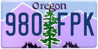 OR license plate 980FPK