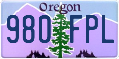 OR license plate 980FPL