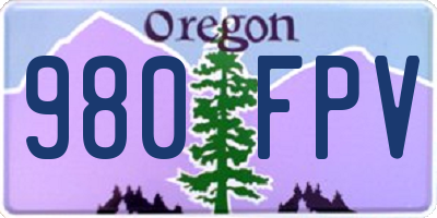 OR license plate 980FPV