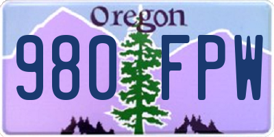 OR license plate 980FPW