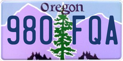 OR license plate 980FQA