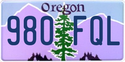 OR license plate 980FQL