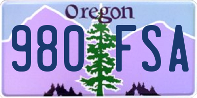 OR license plate 980FSA