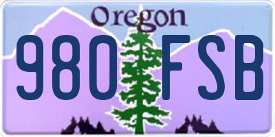 OR license plate 980FSB
