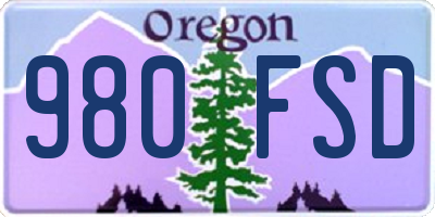 OR license plate 980FSD