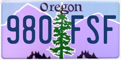 OR license plate 980FSF