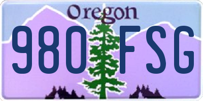 OR license plate 980FSG