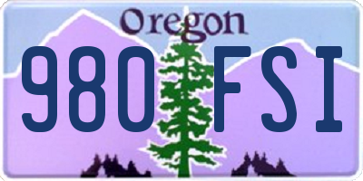 OR license plate 980FSI