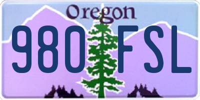 OR license plate 980FSL