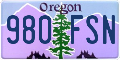 OR license plate 980FSN