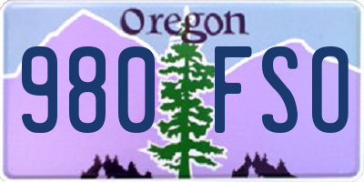 OR license plate 980FSO