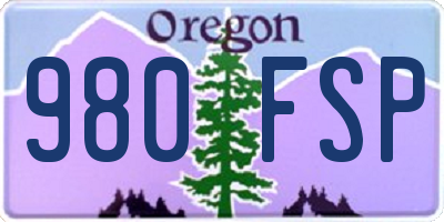 OR license plate 980FSP