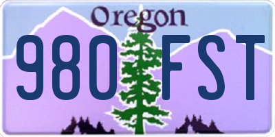 OR license plate 980FST