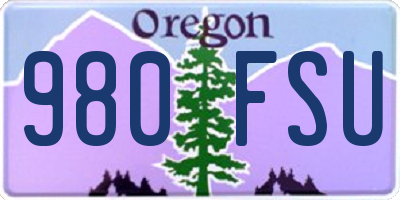 OR license plate 980FSU