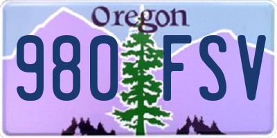 OR license plate 980FSV