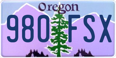 OR license plate 980FSX