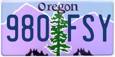 OR license plate 980FSY