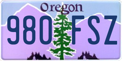 OR license plate 980FSZ