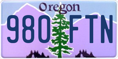 OR license plate 980FTN