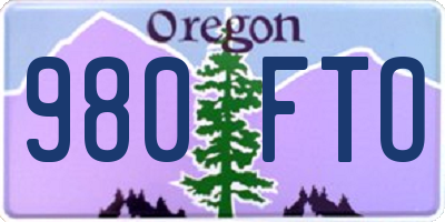 OR license plate 980FTO