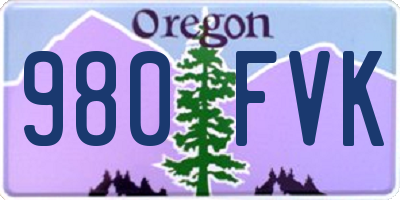 OR license plate 980FVK