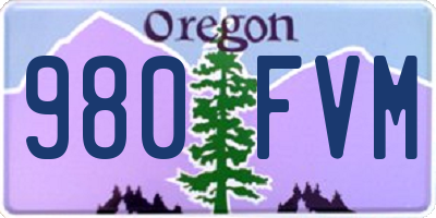 OR license plate 980FVM