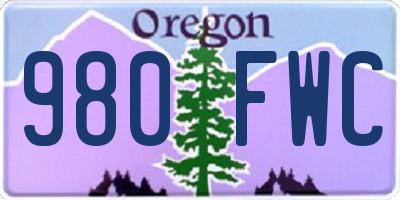 OR license plate 980FWC