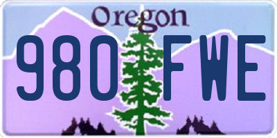 OR license plate 980FWE