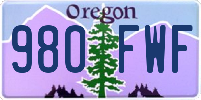 OR license plate 980FWF