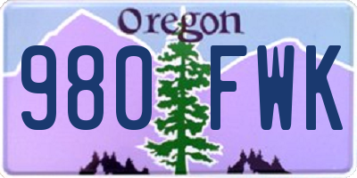 OR license plate 980FWK
