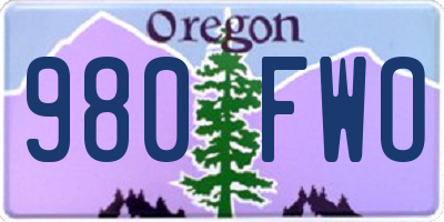 OR license plate 980FWO