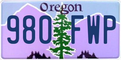 OR license plate 980FWP