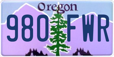 OR license plate 980FWR