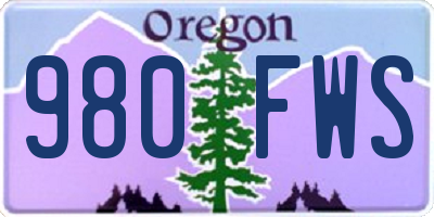 OR license plate 980FWS