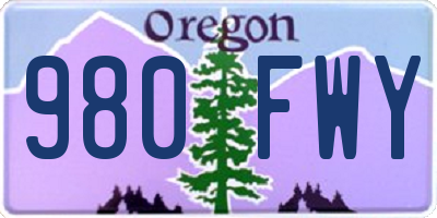 OR license plate 980FWY