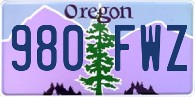 OR license plate 980FWZ