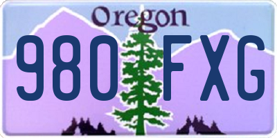 OR license plate 980FXG