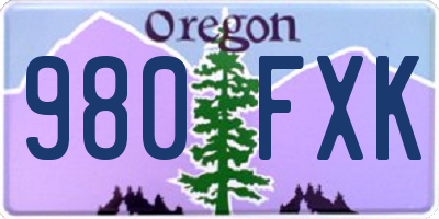 OR license plate 980FXK